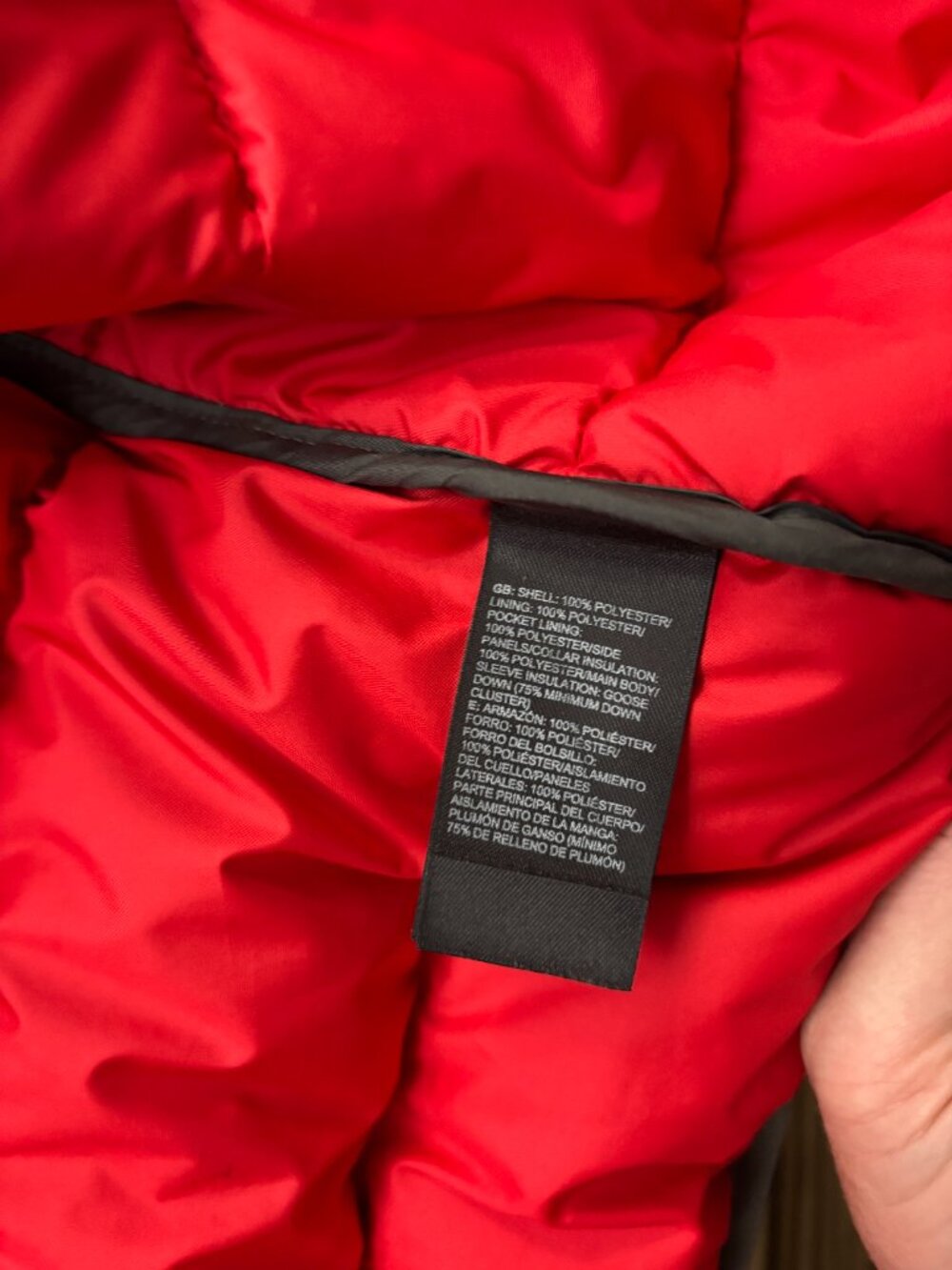 The North Face Youth 550 Down Puffer Jacket – Charcoal Gray & Red - Picture 5 of 8
